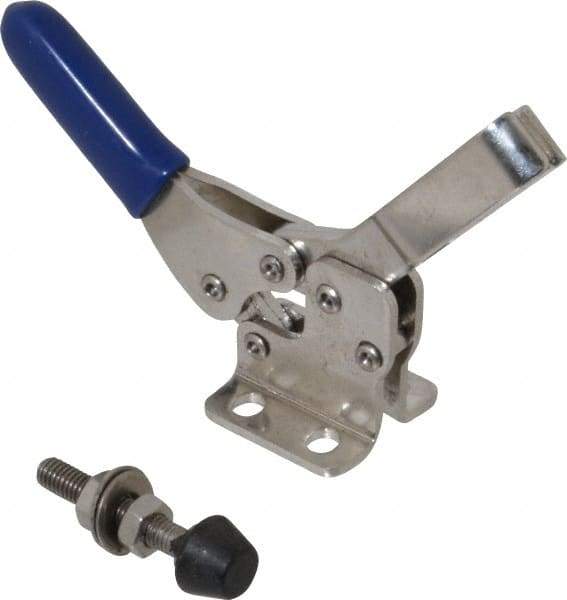 Gibraltar - 150 Lb Holding Capacity, Horizontal Handle, Manual Hold Down Toggle Clamp - 60° Handle Movement, 90° Bar Opening, U-Bar, Flanged Base, Electro-Plated Zinc, Stainless Steel - All Tool & Supply