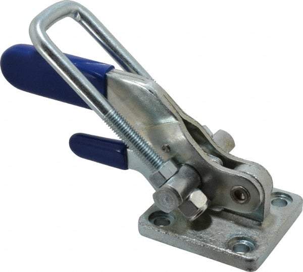 Gibraltar - 4,000 Lb Capacity, Horizontal, U Hook, Flanged Base, Carbon Steel Pull Action Latch Clamp - 3-1/2" Drawing Movement, 10.19" OAL, Threaded U Hook, Straight Handle - All Tool & Supply