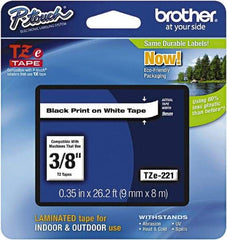 Brother - 3/8" Wide x 314.4" Long, White Plastic/Paper Tape Cassette - For Label Maker - All Tool & Supply