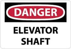 NMC - "Danger - Elevator Shaft", 10" Long x 14" Wide, Rigid Plastic Safety Sign - Rectangle, 0.05" Thick, Use for Accident Prevention - All Tool & Supply