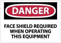 NMC - "Danger - Face Shield Required When Operating This Equipment", 7" Long x 10" Wide, Pressure-Sensitive Vinyl Safety Sign - Rectangle, 0.004" Thick, Use for Accident Prevention - All Tool & Supply