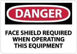 NMC - "Danger - Face Shield Required When Operating This Equipment", 10" Long x 14" Wide, Pressure-Sensitive Vinyl Safety Sign - Rectangle, 0.004" Thick, Use for Accident Prevention - All Tool & Supply