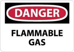 NMC - "Danger - Flammable Gas", 7" Long x 10" Wide, Pressure-Sensitive Vinyl Safety Sign - Rectangle, 0.004" Thick, Use for Hazardous Materials - All Tool & Supply