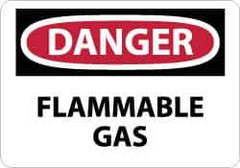 NMC - "Danger - Flammable Gas", 7" Long x 10" Wide, Pressure-Sensitive Vinyl Safety Sign - Rectangle, 0.004" Thick, Use for Hazardous Materials - All Tool & Supply