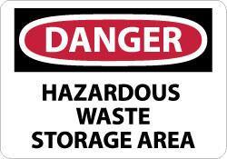 NMC - "Danger - Hazardous Waste Storage Area", 7" Long x 10" Wide, Pressure-Sensitive Vinyl Safety Sign - Rectangle, 0.004" Thick, Use for Security & Admittance - All Tool & Supply