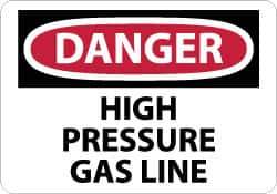 NMC - "Danger - High Pressure Gas Line", 10" Long x 14" Wide, Pressure-Sensitive Vinyl Safety Sign - Rectangle, 0.004" Thick, Use for Hazardous Materials - All Tool & Supply