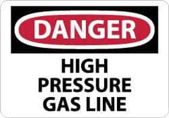 NMC - "Danger - High Pressure Gas Line", 10" Long x 14" Wide, Pressure-Sensitive Vinyl Safety Sign - Rectangle, 0.004" Thick, Use for Hazardous Materials - All Tool & Supply