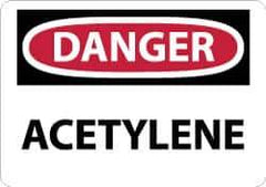 NMC - "Danger - Acetylene", 7" Long x 10" Wide, Pressure-Sensitive Vinyl Safety Sign - Rectangle, 0.004" Thick, Use for Hazardous Materials - All Tool & Supply