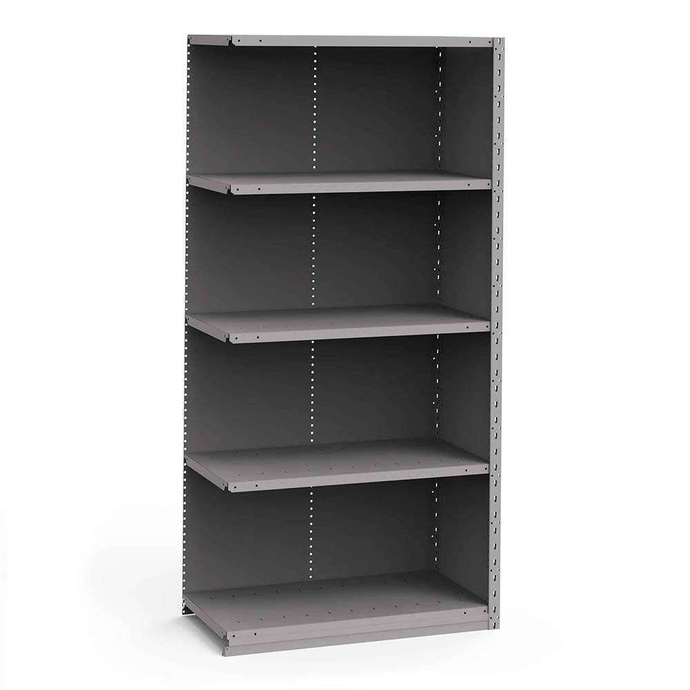 Rousseau Metal - Closed Shelving Units; Type: Add-On ; Load Capacity (Lb.): 3500.000 ; Number of Shelves: 5 ; Height (Inch): 75 ; Width (Inch): 36 ; Depth (Inch): 18 - Exact Industrial Supply