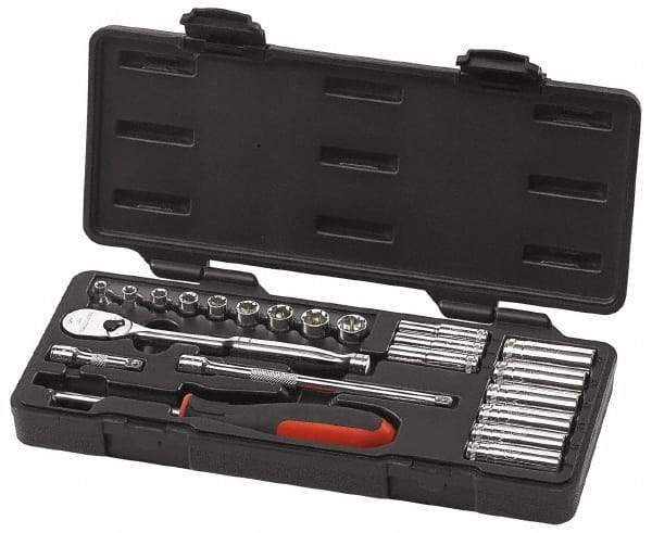 GearWrench - 22 Piece 1/4" Drive Deep Well Socket Set - 6, 12 Points, 6mm to 12mm Range, Metric Measurement Standard - All Tool & Supply