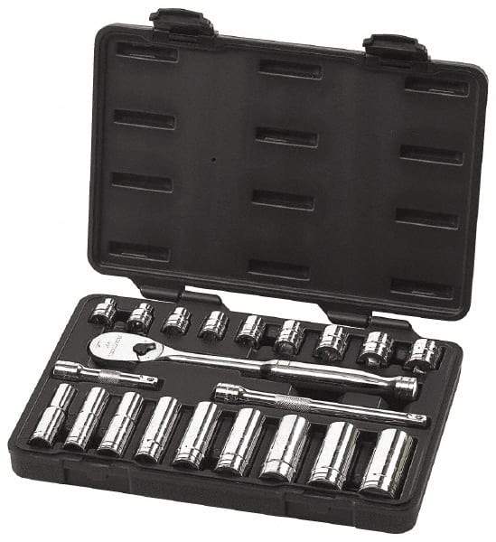 GearWrench - 21 Piece 3/8" Drive Deep Well Socket Set - 6, 12 Points, 3/8" to 3/4" Range, Inch Measurement Standard - All Tool & Supply