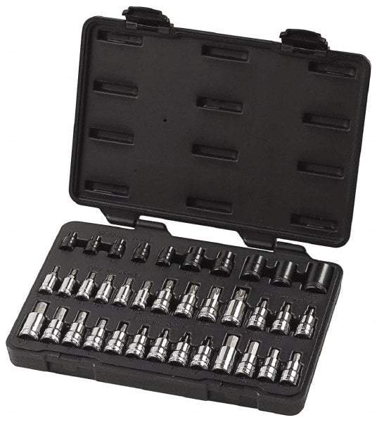 GearWrench - 36 Piece 1/4, 3/8 & 1/2" Drive Hex & Torx Bit Socket Set - 5/32 to 5/16" Hex, T10 to T55 Torx, Comes in Blow Molded Case - All Tool & Supply