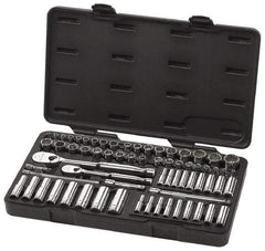 GearWrench - 68 Piece 1/4" & 3/8" Drive Deep Well Socket Set - 6, 12 Points, 3/16" to 7/8" (4mm to 17mm) Range, Inch/Metric Measurement Standard - All Tool & Supply