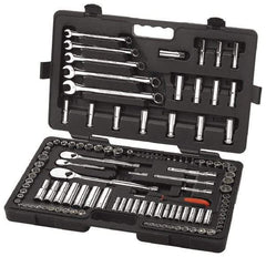 GearWrench - 118 Piece 1/4, 3/8 & 1/2" Drive Standard Deep Socket Set - 6 & 12 Points, 3/16" Max, 4 to 19mm, Inch/Metric/Torx Measurement Standard - All Tool & Supply