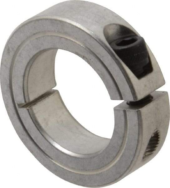 Climax Metal Products - 1-1/8" Bore, Aluminum, One Piece Clamping Shaft Collar - 1-7/8" Outside Diam, 1/2" Wide - All Tool & Supply