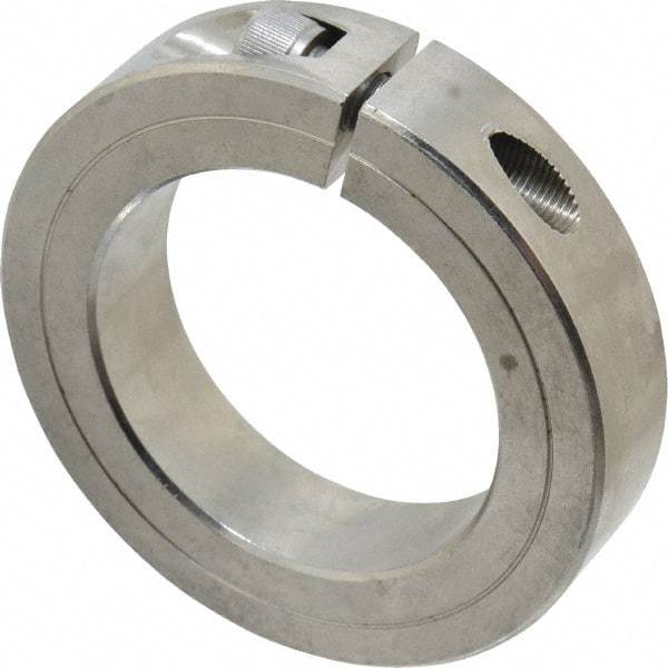 Climax Metal Products - 1-1/2" Bore, Stainless Steel, One Piece One Piece Split Shaft Collar - 2-3/8" Outside Diam, 9/16" Wide - All Tool & Supply