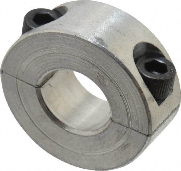 Climax Metal Products - 7/16" Bore, Aluminum, Two Piece Two Piece Split Shaft Collar - 15/16" Outside Diam, 3/8" Wide - All Tool & Supply