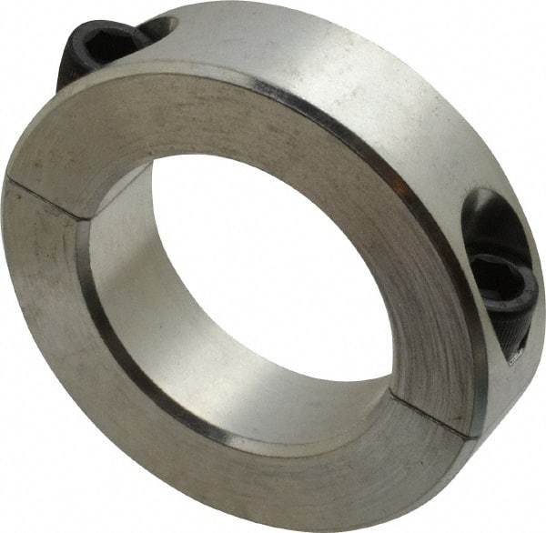 Climax Metal Products - 1-5/8" Bore, Aluminum, Two Piece Two Piece Split Shaft Collar - 2-5/8" Outside Diam, 11/16" Wide - All Tool & Supply