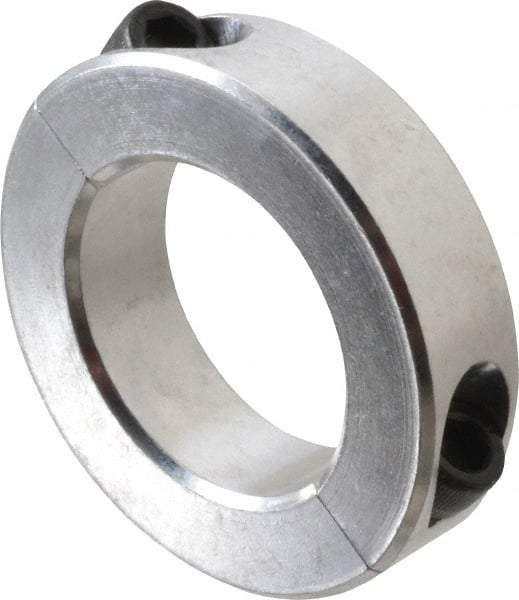 Climax Metal Products - 1-11/16" Bore, Aluminum, Two Piece Two Piece Split Shaft Collar - 2-3/4" Outside Diam, 11/16" Wide - All Tool & Supply