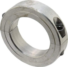 Climax Metal Products - 1-15/16" Bore, Aluminum, Two Piece Two Piece Split Shaft Collar - 3" Outside Diam, 11/16" Wide - All Tool & Supply