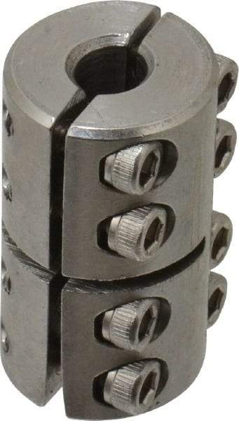 Climax Metal Products - 1/4" Inside x 5/8" Outside Diam, Two Piece Rigid Coupling without Keyway - 1" Long - All Tool & Supply