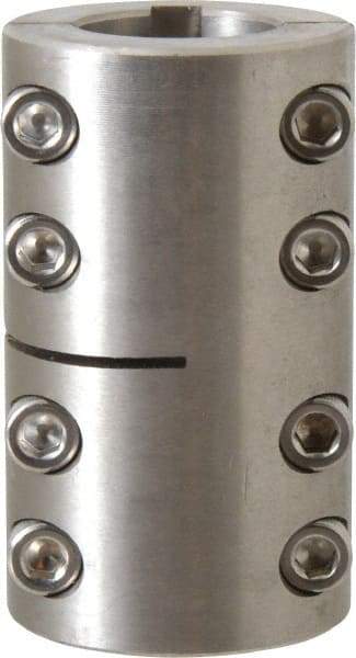 Climax Metal Products - 1" Inside x 1-3/4" Outside Diam, Two Piece Rigid Coupling with Keyway - 3" Long x 1/4" Keyway Width x 1/8" Keyway Depth - All Tool & Supply