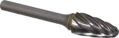 M.A. Ford - 1/2" Cut Diam, 1/4" Shank Diam, Tree with Radius Head Single Cut Burr - Carbide, Radius End, 1" LOC, 3" OAL - All Tool & Supply