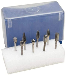 M.A. Ford - 8 Piece, 1/8" Shank Burr Set - Tungsten Carbide, Multiple Head Shape - All Tool & Supply