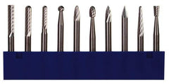 M.A. Ford - 10 Piece, 1/8" Shank Burr Set - Tungsten Carbide, Multiple Head Shape - All Tool & Supply