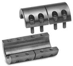 Climax Metal Products - 35mm Inside x 67mm Outside Diam, Metric Two Piece Clamping Rigid Coupling with Keyway - 95mm Long x 10mm Keyway Width x 3.3mm Keyway Depth - All Tool & Supply