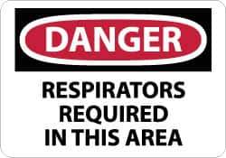 NMC - "Danger - Respirators Required in This Area", 7" Long x 10" Wide, Pressure-Sensitive Vinyl Safety Sign - Rectangle, 0.004" Thick, Use for Accident Prevention - All Tool & Supply