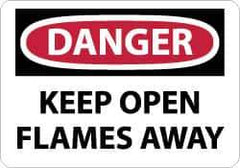 NMC - "Danger - Keep Open Flames Away", 10" Long x 14" Wide, Rigid Plastic Safety Sign - Rectangle, 0.05" Thick, Use for Accident Prevention - All Tool & Supply