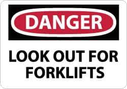 NMC - "Danger - Look Out for Forklifts", 10" Long x 14" Wide, Aluminum Safety Sign - Rectangle, 0.04" Thick, Use for Accident Prevention - All Tool & Supply