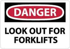 NMC - "Danger - Look Out for Forklifts", 10" Long x 14" Wide, Aluminum Safety Sign - Rectangle, 0.04" Thick, Use for Accident Prevention - All Tool & Supply