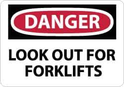 NMC - "Danger - Look Out for Forklifts", 7" Long x 10" Wide, Rigid Plastic Safety Sign - Rectangle, 0.05" Thick, Use for Accident Prevention - All Tool & Supply