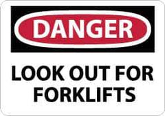 NMC - "Danger - Look Out for Forklifts", 7" Long x 10" Wide, Rigid Plastic Safety Sign - Rectangle, 0.05" Thick, Use for Accident Prevention - All Tool & Supply