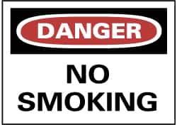 NMC - "Danger - No Smoking", 7" Long x 10" Wide, Pressure-Sensitive Vinyl Safety Sign - Rectangle, 0.004" Thick, Use for Accident Prevention - All Tool & Supply