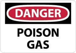 NMC - "Danger - Poison Gas", 7" Long x 10" Wide, Pressure-Sensitive Vinyl Safety Sign - Rectangle, 0.004" Thick, Use for Hazardous Materials - All Tool & Supply