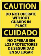 NMC - "Caution - Do Not Operate without Guards in Place", 14" Long x 10" Wide, Rigid Plastic Safety Sign - Rectangle, 0.05" Thick, Use for Accident Prevention - All Tool & Supply