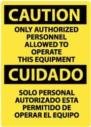 NMC - "Caution - Only Authorized Personnel Allowed to Operate This Equipment", 20" Long x 14" Wide, Rigid Plastic Safety Sign - Rectangle, 0.05" Thick, Use for Security & Admittance - All Tool & Supply