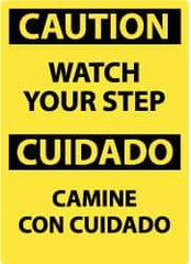 NMC - "Caution - Watch Your Step", 20" Long x 14" Wide, Pressure-Sensitive Vinyl Safety Sign - Rectangle, 0.004" Thick, Use for Accident Prevention - All Tool & Supply