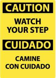 NMC - "Caution - Watch Your Step", 20" Long x 14" Wide, Rigid Plastic Safety Sign - Rectangle, 0.05" Thick, Use for Accident Prevention - All Tool & Supply