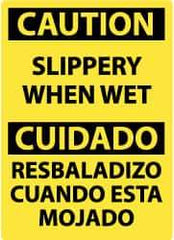 NMC - "Caution - Slippery When Wet", 20" Long x 14" Wide, Pressure-Sensitive Vinyl Safety Sign - Rectangle, 0.004" Thick, Use for Accident Prevention - All Tool & Supply