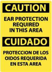 NMC - "Caution - Ear Protection Required in This Area", 14" Long x 10" Wide, Pressure-Sensitive Vinyl Safety Sign - Rectangle, 0.004" Thick, Use for Accident Prevention - All Tool & Supply