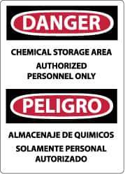 NMC - "Danger - Chemical Storage Area - Authorized Personnel Only", 20" Long x 14" Wide, Rigid Plastic Safety Sign - Rectangle, 0.05" Thick, Use for Security & Admittance - All Tool & Supply