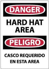 NMC - "Danger - Hard Hat Area", 14" Long x 10" Wide, Pressure-Sensitive Vinyl Safety Sign - Rectangle, 0.004" Thick, Use for Accident Prevention - All Tool & Supply