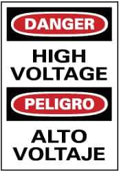 NMC - "Danger - High Voltage", 14" Long x 10" Wide, Rigid Plastic Safety Sign - Rectangle, 0.05" Thick, Use for Accident Prevention - All Tool & Supply