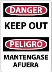 NMC - "Danger - Keep Out", 14" Long x 10" Wide, Pressure-Sensitive Vinyl Safety Sign - Rectangle, 0.004" Thick, Use for Accident Prevention - All Tool & Supply