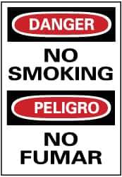 NMC - "Danger - No Smoking", 14" Long x 10" Wide, Pressure-Sensitive Vinyl Safety Sign - Rectangle, 0.004" Thick, Use for Accident Prevention - All Tool & Supply