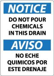 NMC - "Notice - Do Not Pour Chemicals in This Drain", 14" Long x 10" Wide, Rigid Plastic Safety Sign - Rectangle, 0.05" Thick, Use for Hazardous Materials - All Tool & Supply